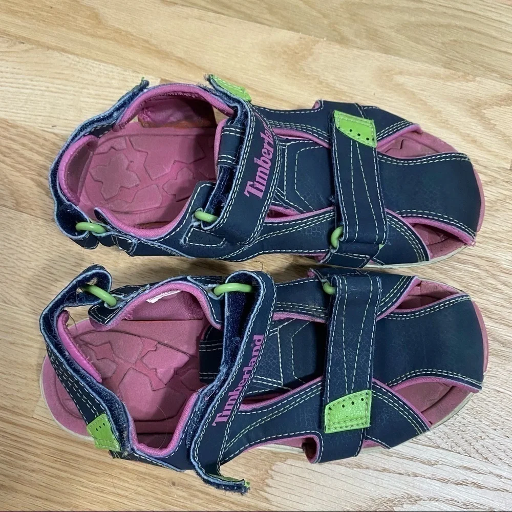 Timberland Girls Sandals Sz 4 Outdoors Kids Blue Pink
